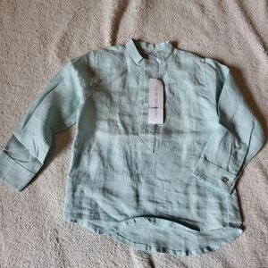 Pilar Batanero Toddler Kid Linen Shirt Light mint/sage green size 2T